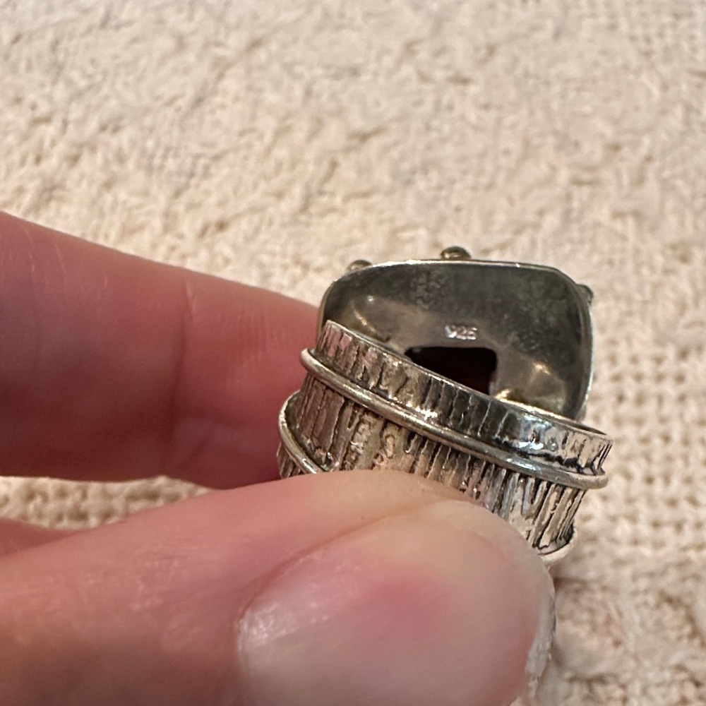 Agate Stone, Sterling Silver Overlay Ring - Picture 6 of 6